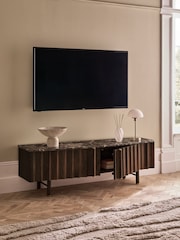 Dark Natural Collection Luxe Santa Fe Mango Wood and Marble Up to 65" TV Unit - Image 4 of 11