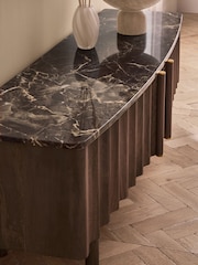 Dark Natural Collection Luxe Santa Fe Mango Wood and Marble Up to 65" TV Unit - Image 6 of 11