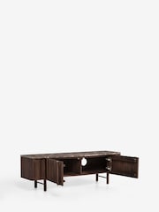 Dark Natural Collection Luxe Santa Fe Mango Wood and Marble Up to 65" TV Unit - Image 9 of 11