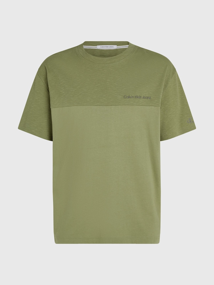 Calvin Klein Green Cut And Sew Logo T-Shirt - Image 3 of 3