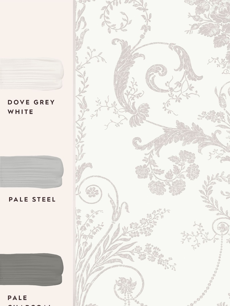 Laura Ashley Dove Grey Josette 10M Wallpaper - Image 4 of 4