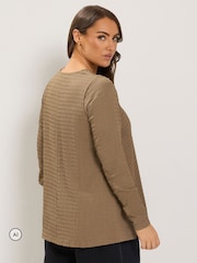 Yours Curve Natural Long Sleeve Textured Swing Top - Image 3 of 6