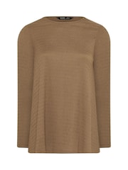 Yours Curve Natural Long Sleeve Textured Swing Top - Image 5 of 6
