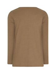 Yours Curve Natural Long Sleeve Textured Swing Top - Image 6 of 6
