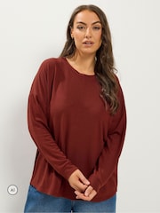Yours Curve Rust Brown Soft Touch Jumper - Image 1 of 6