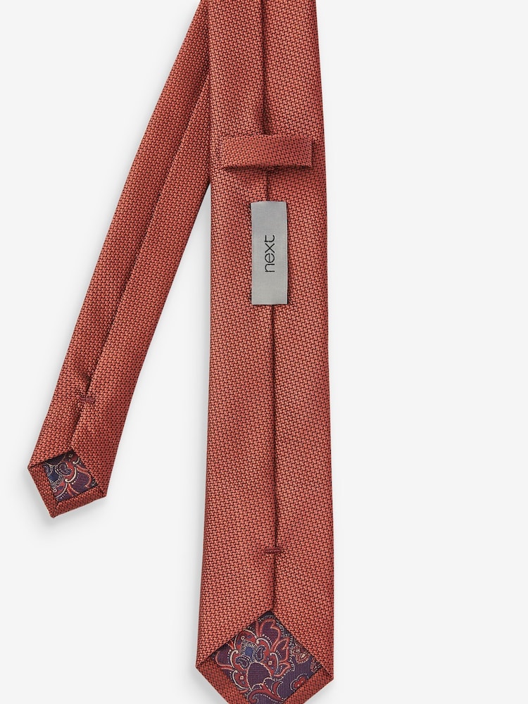 Marron rouille - mince - Ensemble cravate texturée et pince - Image 3 de 3