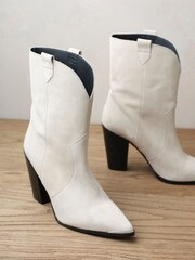 Mint Velvet Cream Cleo Cowboy Boots - Image 1 of 3