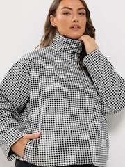 Yours Curve Black Monochrome Gingham Jacket - Image 2 of 6