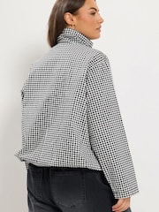 Yours Curve Black Monochrome Gingham Jacket - Image 4 of 6