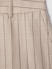 Reiss Neutral Odette Wool Blend Striped Wide Leg Trousers - Image 6 of 6