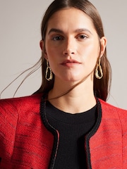 Ted Baker Red Olivan Open Front Bouclé Jacket - Image 4 of 6