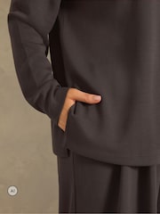 بني داكن - Evans Long Sleeve Top & Wide Leg Trousers - Image 2 of 6