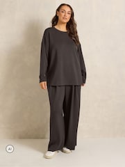 بني داكن - Evans Long Sleeve Top & Wide Leg Trousers - Image 4 of 6
