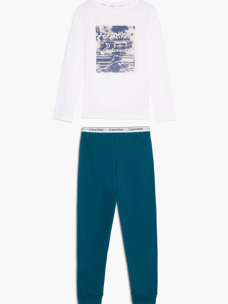 Calvin Klein Kids Modern Cotton Knit White Pyjamas Set - Image 5 of 5