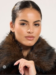 Yours Curve Brown Tipped Faux Fur Gilet - Image 4 of 6