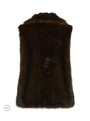 Yours Curve Brown Tipped Faux Fur Gilet - Image 6 of 6