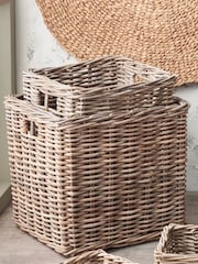 Pacific Set of 2 Grey Stacking Kubu Square Storage Baskets - Image 1 of 2