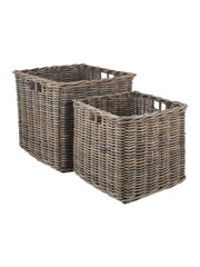 Pacific Set of 2 Grey Stacking Kubu Square Storage Baskets - Image 2 of 2