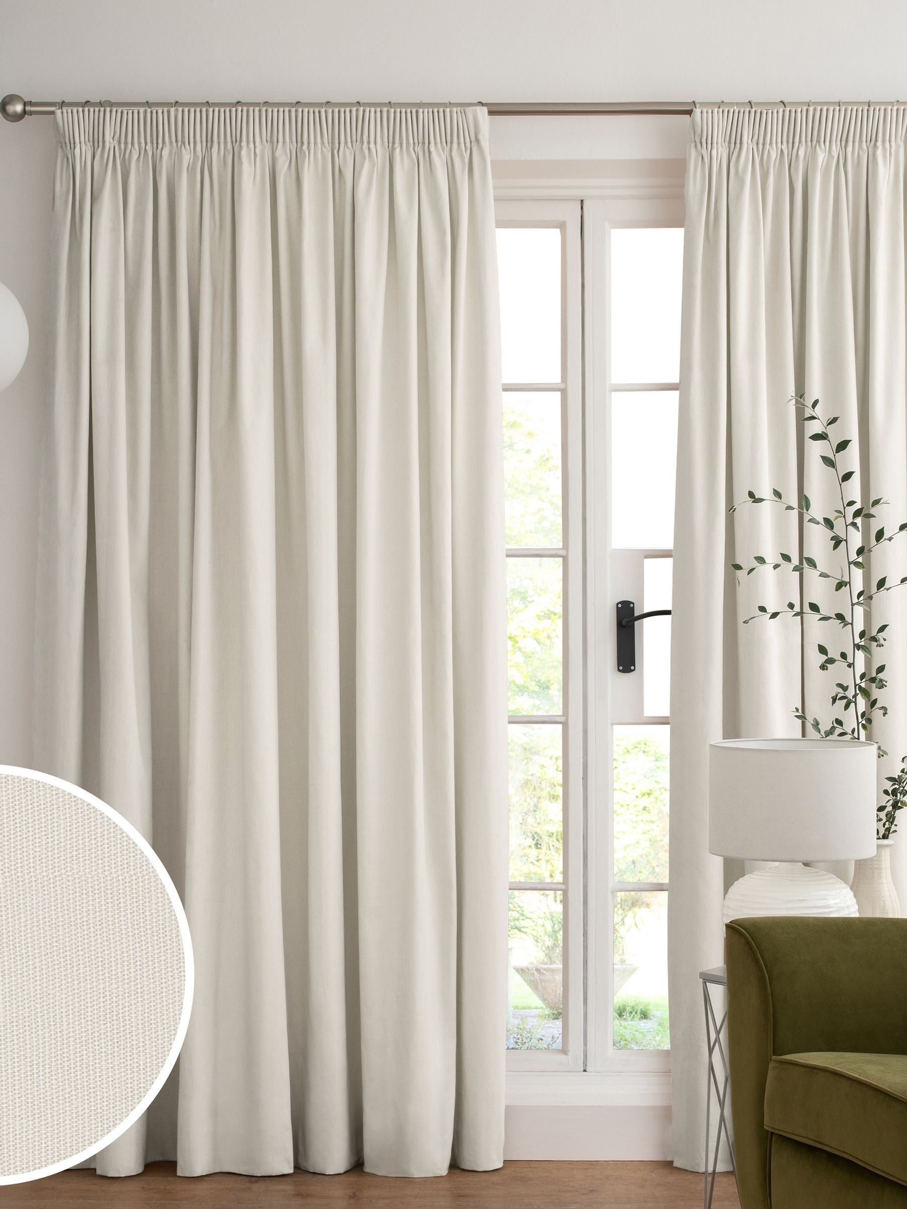Buy Natural Light Cotton Blackout/Thermal Pencil Pleat Curtains from ...