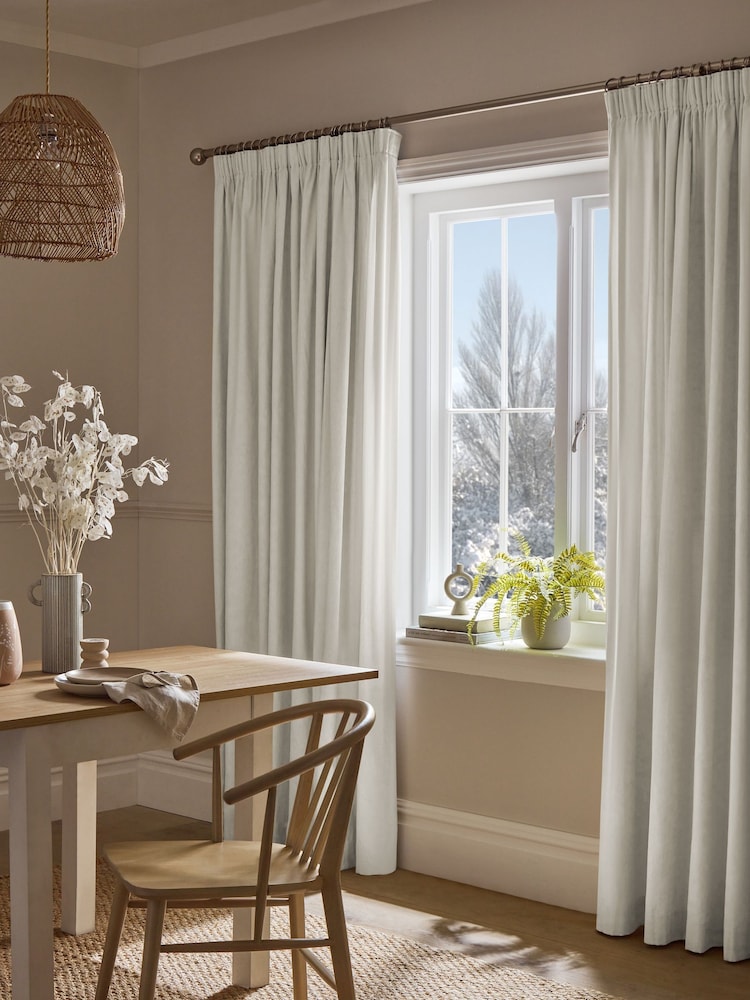 Natural Light Cotton Blackout/Thermal Pencil Pleat Curtains - Image 1 of 8