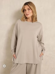 بني - Evans Long Sleeve Top & Wide Leg Trousers - Image 3 of 6