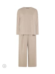 بني - Evans Long Sleeve Top & Wide Leg Trousers - Image 5 of 6