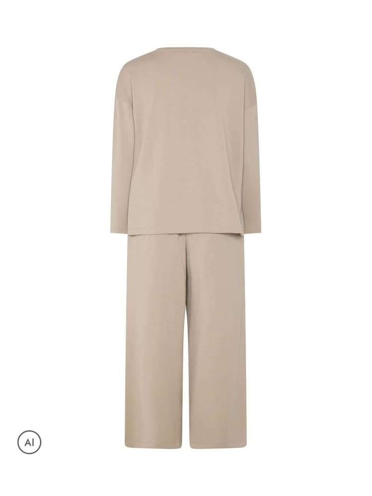 بني - Evans Long Sleeve Top & Wide Leg Trousers - Image 6 of 6 بني - Evans Long Sleeve Top & Wide Leg Trousers - Image 6 of 6