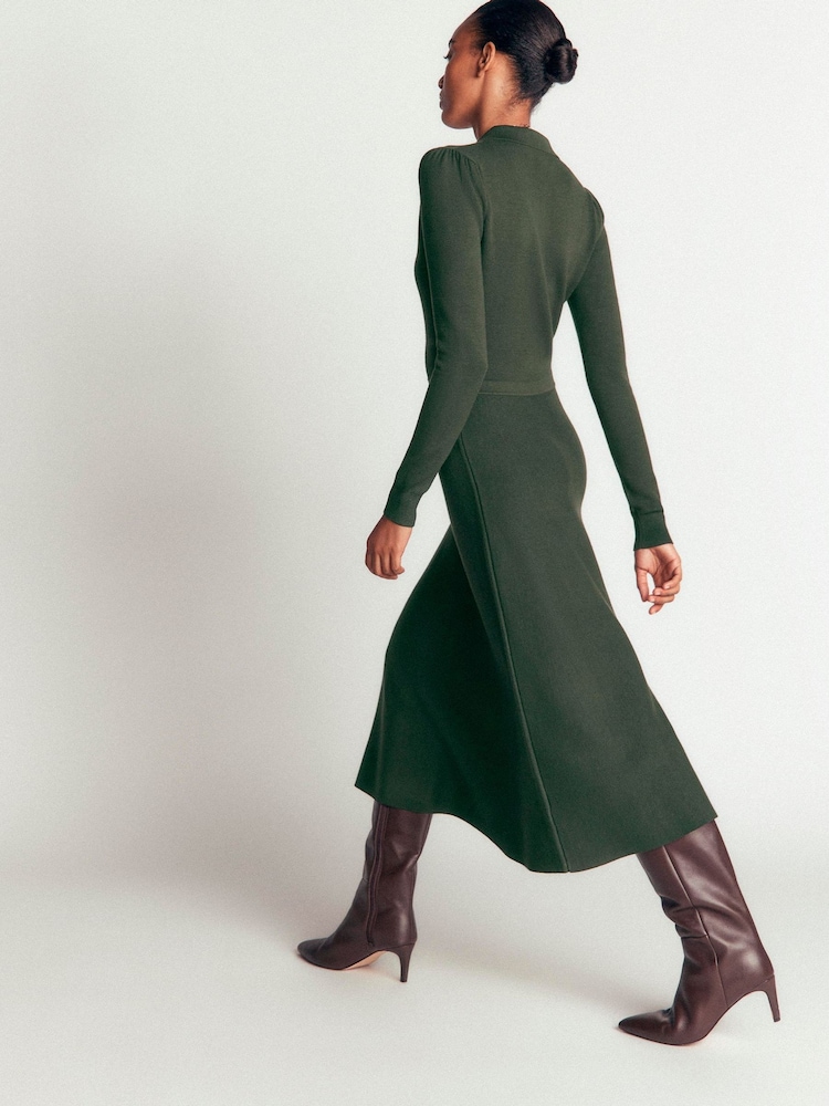 Boden Green Fiona Zip Front Knitted Dress - Image 2 of 7 Boden Green Fiona Zip Front Knitted Dress - Image 2 of 7