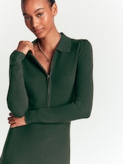 Boden Green Fiona Zip Front Knitted Dress - Image 3 of 7