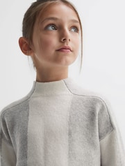 Reiss Grey/White Dulcie 9-14 yrs Funnel Neck Striped Jumper - Image 4 of 6