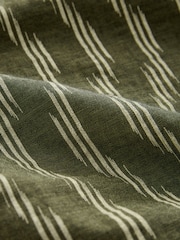 Green 100% Cotton Textured Short Sleeve Shirt With Cuban Collar - Image 9 of 9