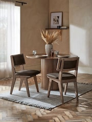 Set of 2 Monza Faux Leather Peppercorn Dark Brown Abe Dining Chairs - Image 1 of 7