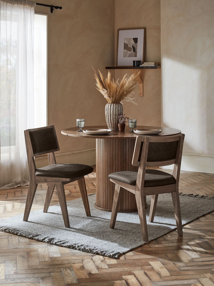 Set of 2 Monza Faux Leather Peppercorn Dark Brown Abe Dining Chairs - Image 1 of 7