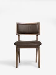 Set of 2 Monza Faux Leather Peppercorn Dark Brown Abe Dining Chairs - Image 2 of 7