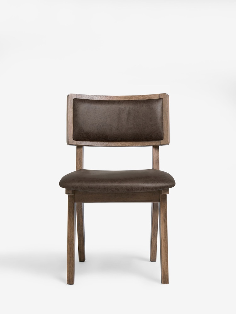 Set of 2 Monza Faux Leather Peppercorn Dark Brown Abe Dining Chairs - Image 2 of 7