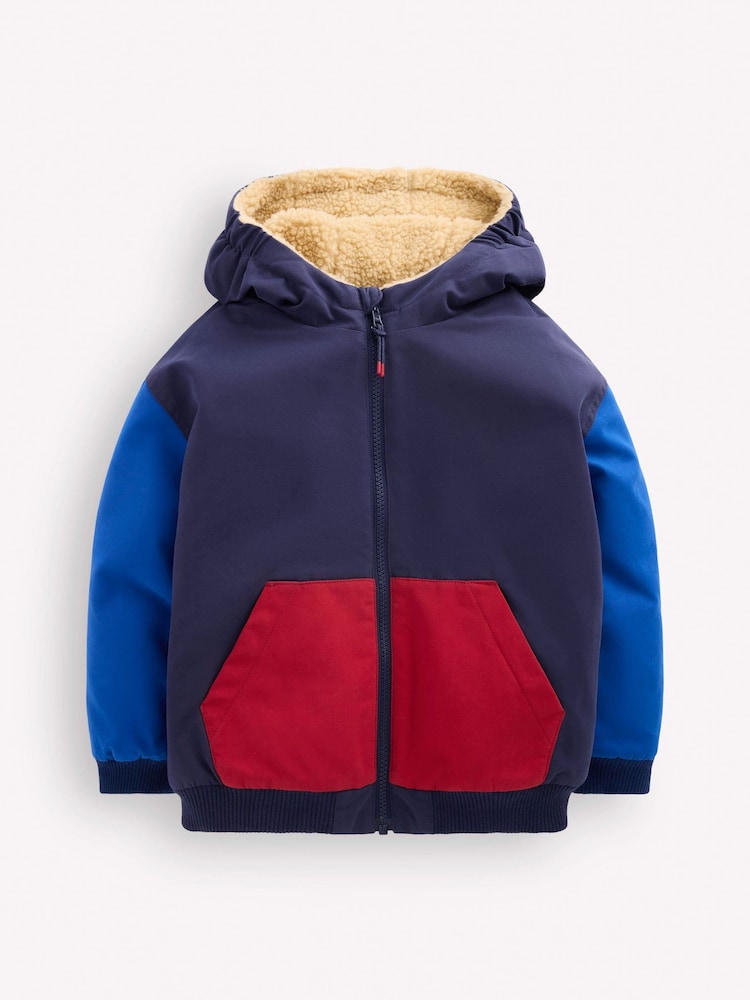 Boden Blue Reversible Borg Bomber Jacket - Image 1 of 4 Boden Blue Reversible Borg Bomber Jacket - Image 1 of 4