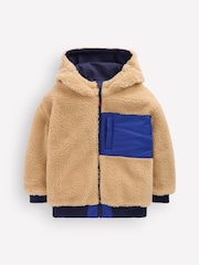 Boden Blue Reversible Borg Bomber Jacket - Image 3 of 4
