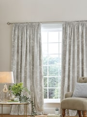 Laura Ashley Dove Grey Josette Blackout 100% Cotton Lined Pencil Pleat Curtains - Image 2 of 2