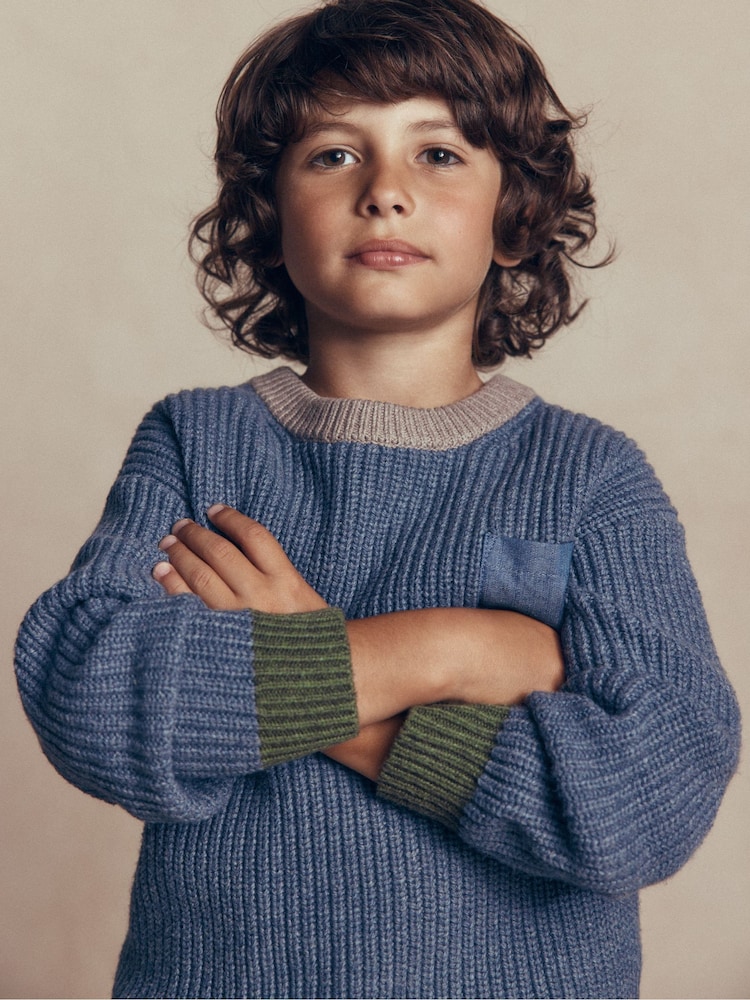Boden Blue Colour Block Jumper - Image 1 of 5 Boden Blue Colour Block Jumper - Image 1 of 5