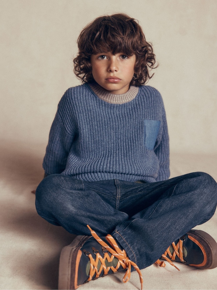 Boden Blue Colour Block Jumper - Image 2 of 5 Boden Blue Colour Block Jumper - Image 2 of 5