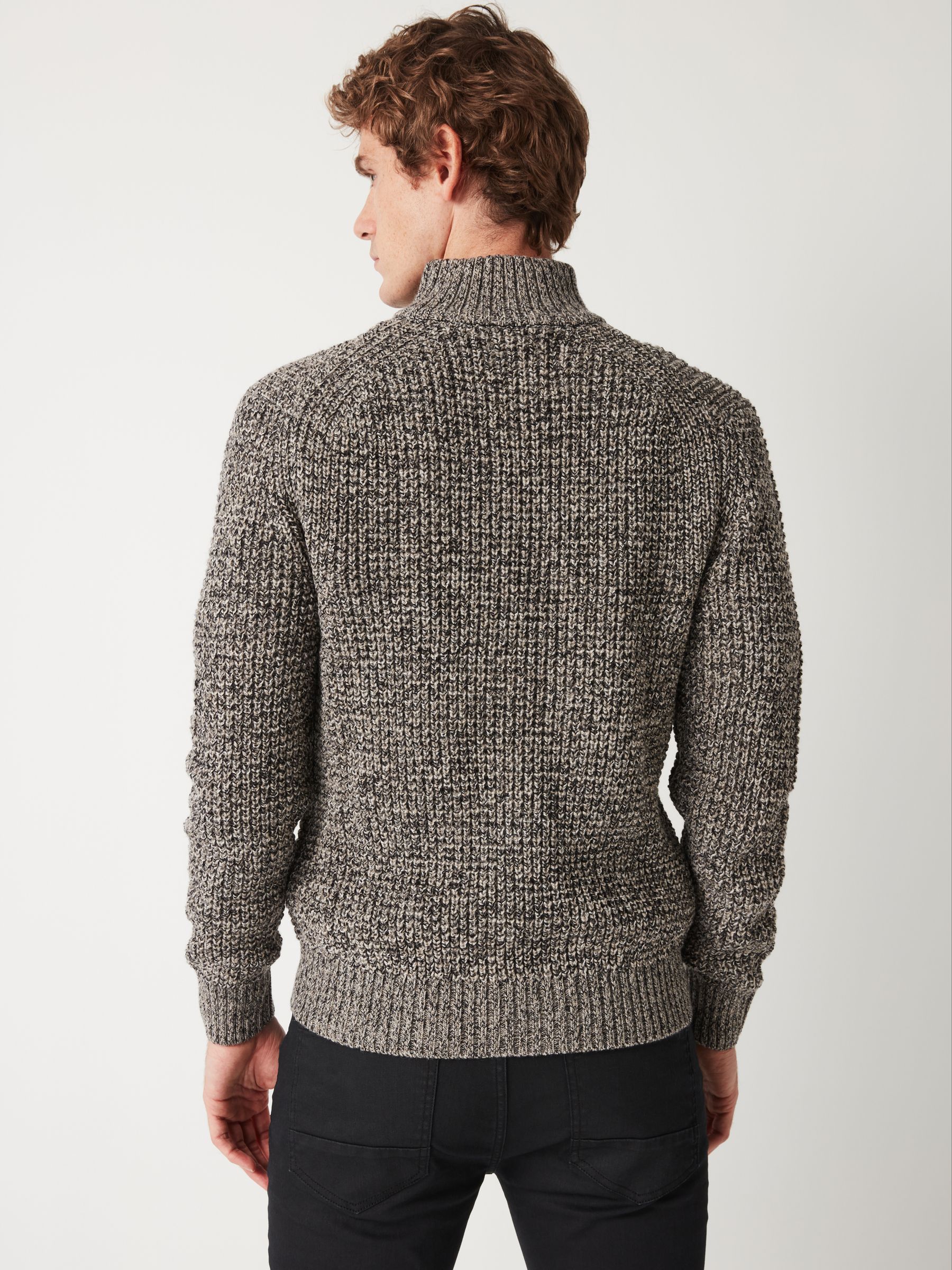 Buy Grey Regular Textured Knit Zip Neck Jumper from Next Luxembourg