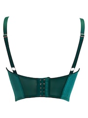 Pour Moi Green India Velvet Luxe Metallic Lace Cowl Neck Bustier Bralette - Image 4 of 4