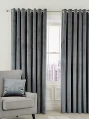 Helena Springfield Steel Grey Velvet Escala Curtains - Image 1 of 2
