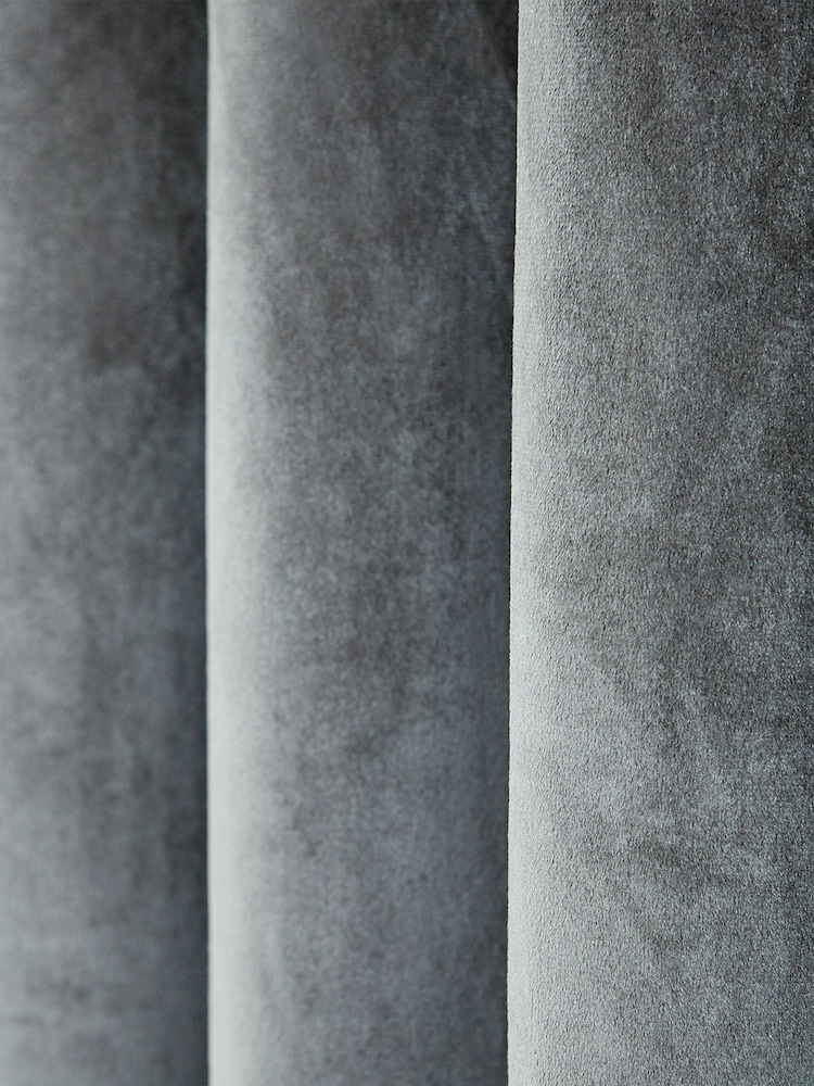 Helena Springfield Steel Grey Velvet Escala Curtains - Image 2 of 2