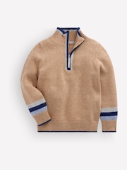Boden Brown Heritage Half-Zip Jumper - Image 1 of 3