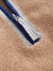 Boden Brown Heritage Half-Zip Jumper - Image 3 of 3