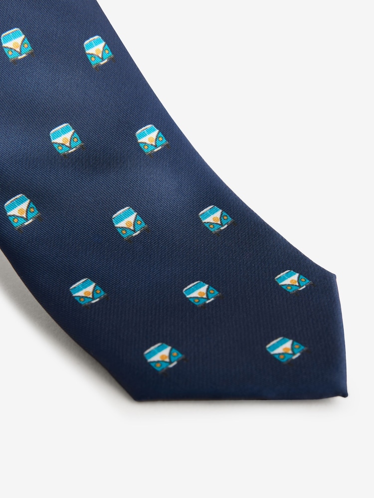 Navy Blue Slim Volkswagen Camper Van Design Tie - Image 2 of 3