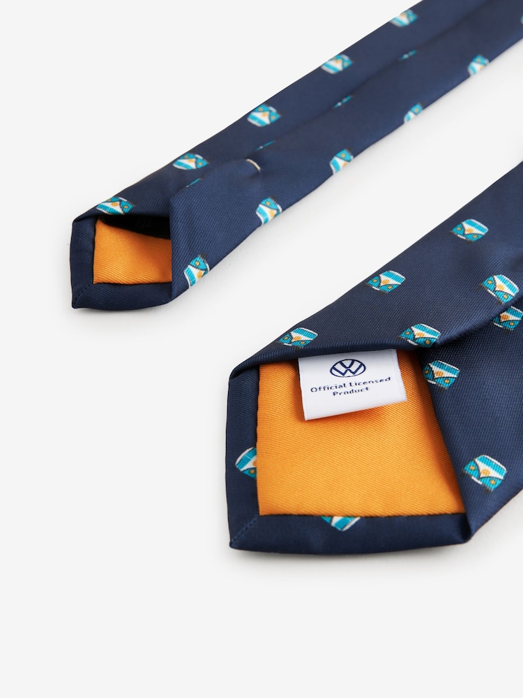 Navy Blue Slim Volkswagen Camper Van Design Tie - Image 3 of 3 Navy Blue Slim Volkswagen Camper Van Design Tie - Image 3 of 3