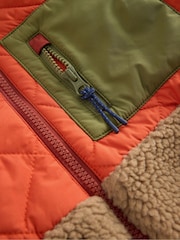 Boden Red Quilted Borg Jacket - Image 4 of 5