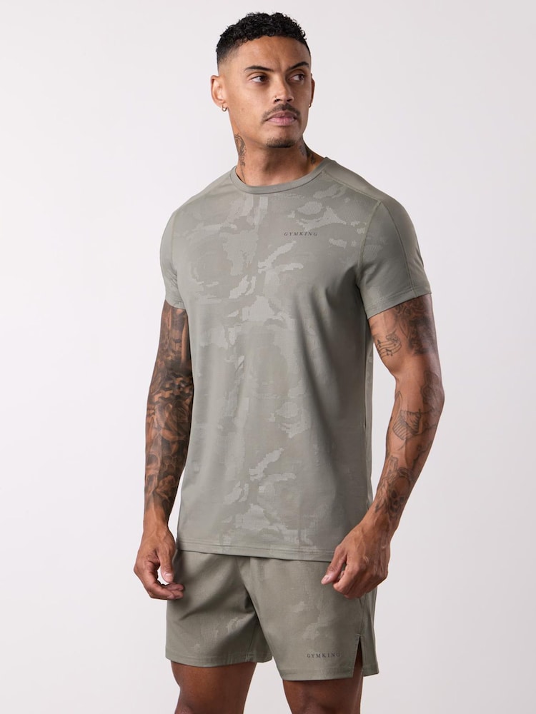 Gym King Green Debossed Camo T-Shirt - Image 1 of 2